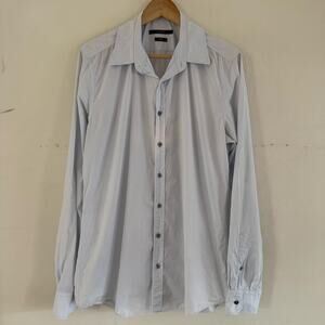 Gucci Classic Fit Blue Long Sleeve Button Front Shirt 100% Cotton Size 42 16 1/2